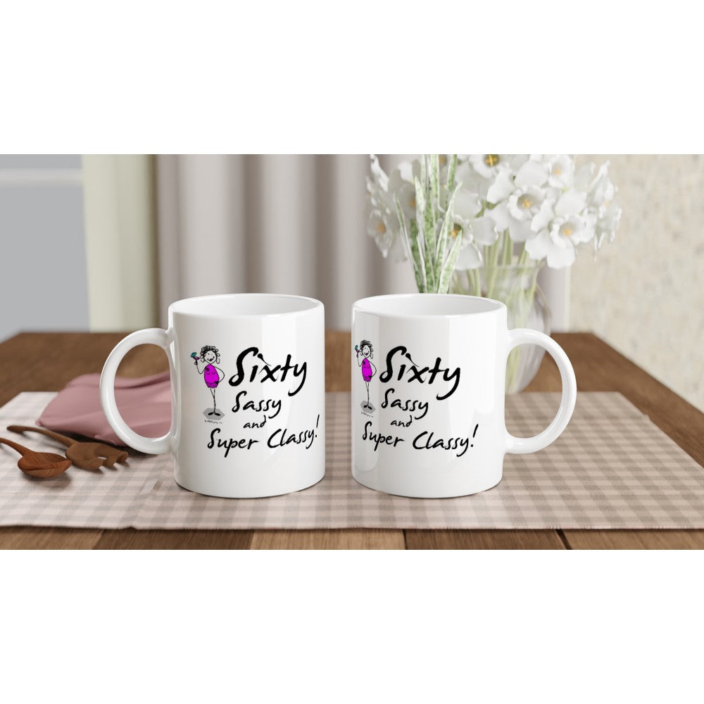 Brilliant 60th Birthday Mug – Sixty, Sassy, and Super Classy!